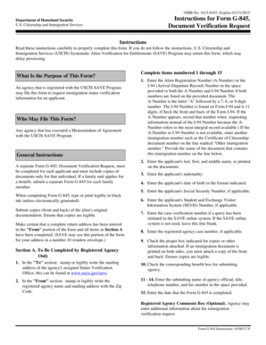 USCIS Document Verification Request Form G-845