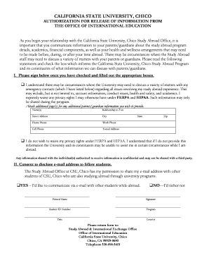 Medical release form california - Authorization To Release - CSU, Chico - csuchico