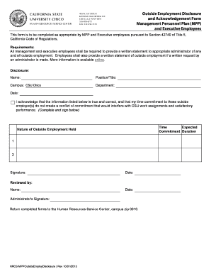 Outside Employment Disclosure Form