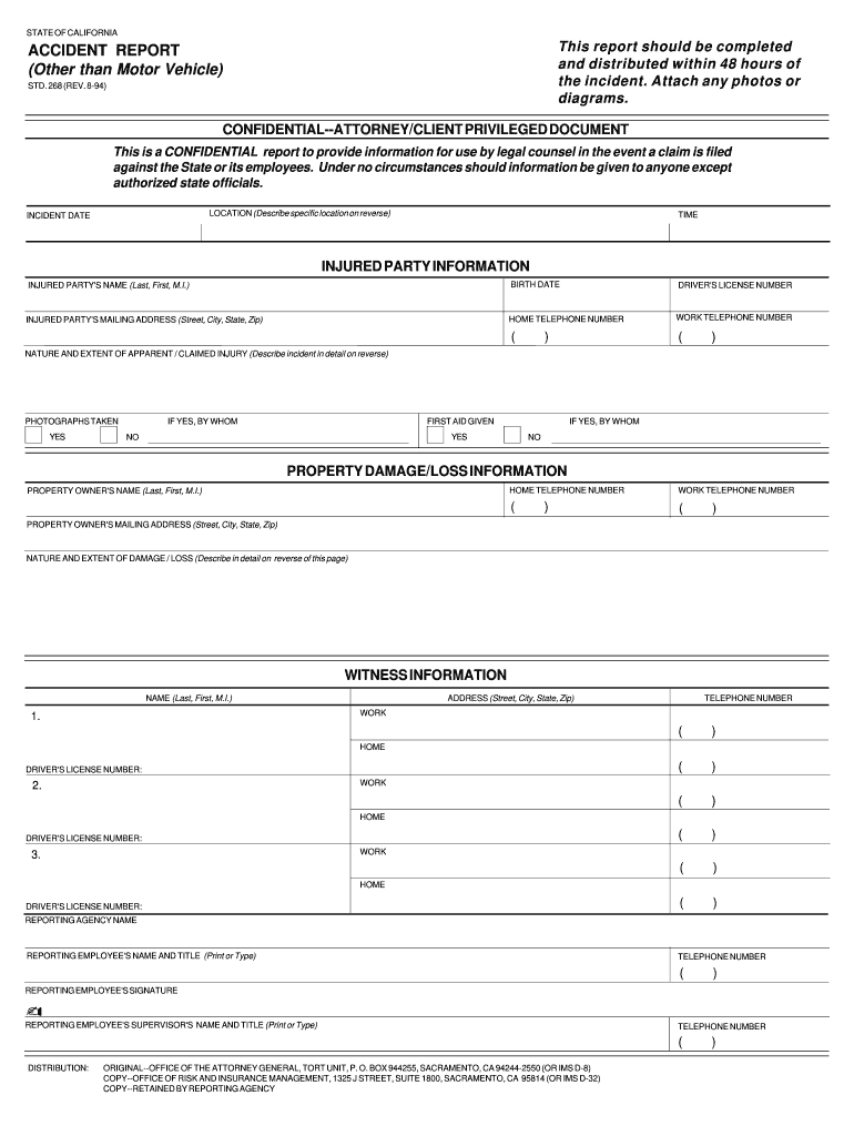 STATE OF CALIFORNIA ACCIDENT REPORT This report should be ... - csuchico Preview on Page 1