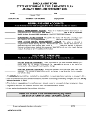 State of Wyoming Flexible Benefits Plan Enrollment Form