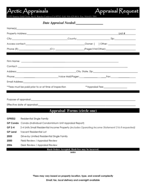 Arctic Appraisals Appraisal Request