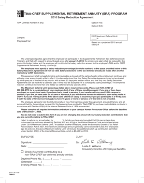 2010 TIAA-CREF Salary Reduction Agreement