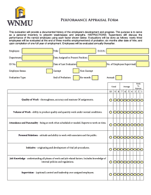 PERFORMANcE APPRAiSAl FORM ... - wnmu