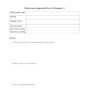 Performance Appraisal Form Template