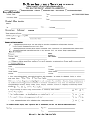 California Insurance Producer Information Form