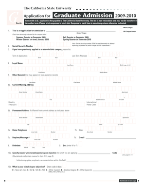 California State University Graduate Admission Application