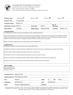 Peer evaluation example - Employment Listing Form - California State University Stanislaus - csustan