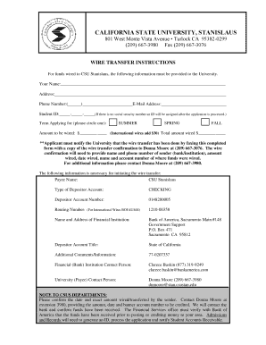 California State University Wire Transfer Instructions