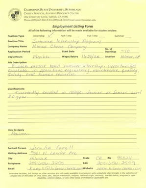 California State University Employment Listing Form