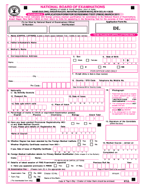 FMGE Screening Test Application Form