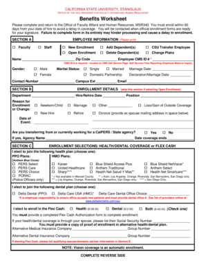 California State University Benefits Worksheet