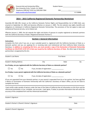 California Registered Domestic Partnership Worksheet
