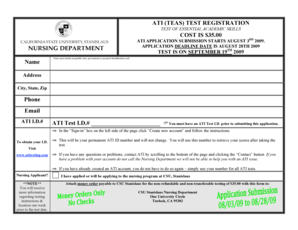 ATI TEAS Test Registration Form