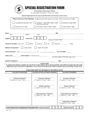 Special Registration Form