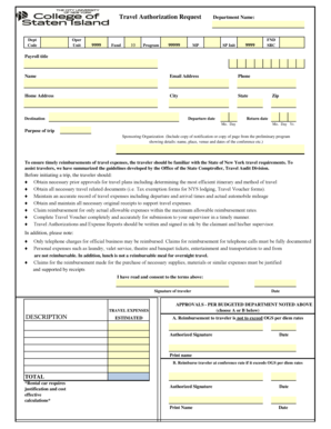 New York Travel Authorization Request Form
