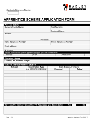Apprentice Scheme Application Form