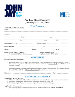 Freshman Pre-Law Learning Community Application - jjay cuny