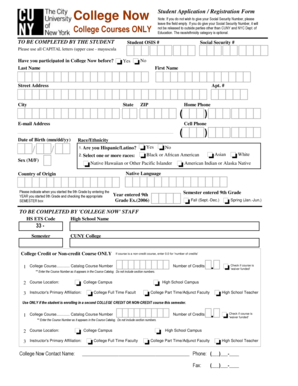 College Now Student Application Form