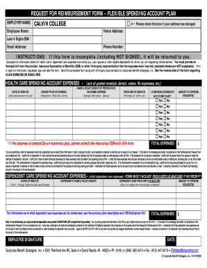 Request for Reimbursement Form – Flexible Spending Account Plan