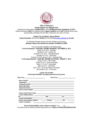 Private Campus Tour Request Form