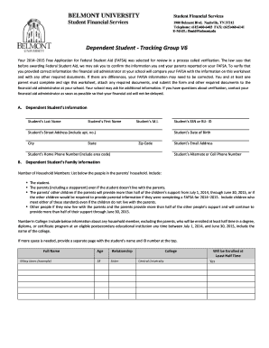 2014-2015 FAFSA Verification Worksheet