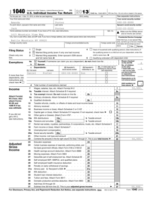 US Individual Income Tax Return Form 1040 2013