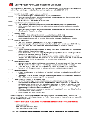 Lost/Stolen/Damaged Passport Checklist