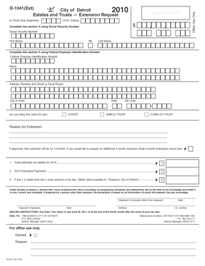 Detroit Estate and Trust Extension Request