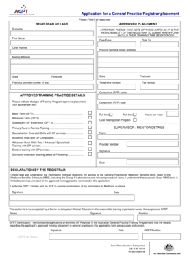 Application for General Practice Registrar Placement