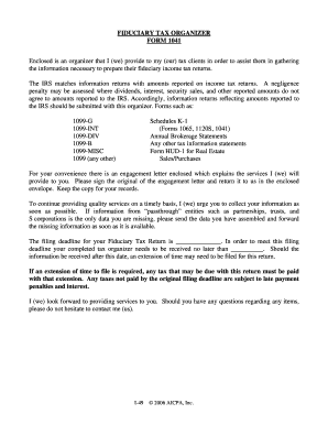 Fiduciary Tax Organizer Form 1041