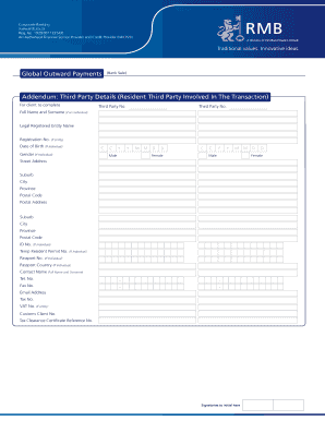 Global Outward Payments Third Party Details Form