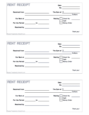Rent Receipt Template Free from www.pdffiller.com