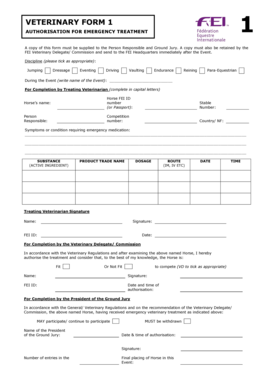 Veterinary Emergency Treatment Authorization Form