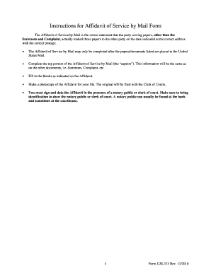 Affidavit of Service by Mail