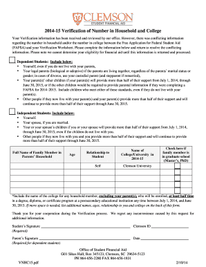 2014-15 Verification of Number in Household and College