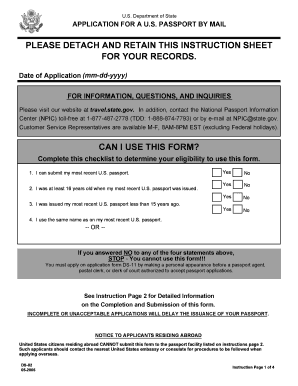 US Passport Renewal by Mail Form