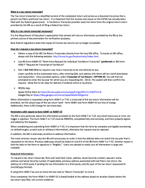 IRS Tax Return Transcript Request