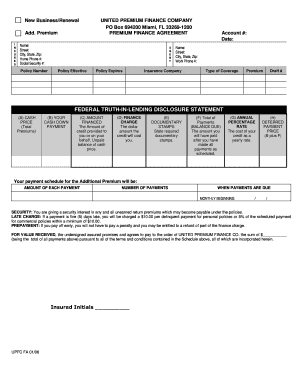 Premium Finance Agreement
