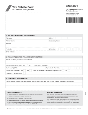 UK Tax Rebate Claim Form