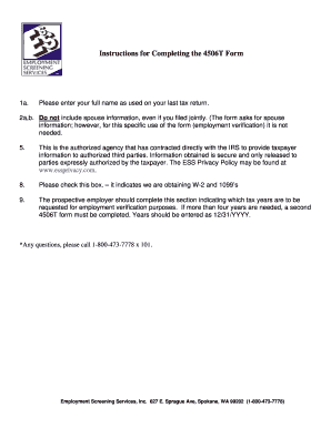 IRS Form 4506T Instructions
