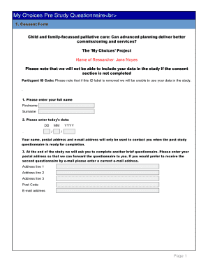 My Choices Pre Study Questionnaire