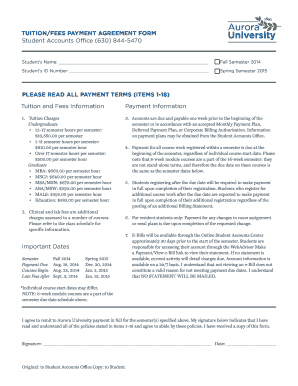 Tuition Fees Payment Agreement Form