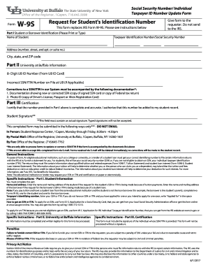 W-9S Taxpayer ID Number Update Form