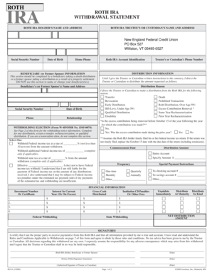 Roth IRA Withdrawal Statement