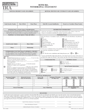 Roth IRA Withdrawal Statement