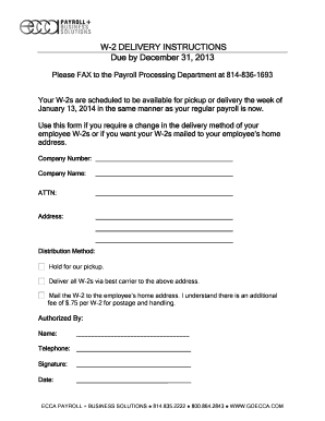 W-2 Delivery Instructions Form