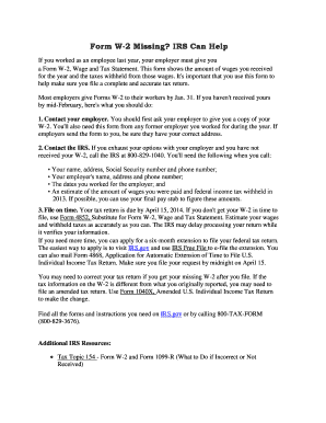 IRS Form W-2 Missing Guide