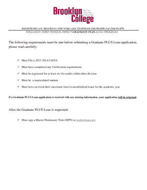 William D. Ford Federal Direct Graduate PLUS Loan Application