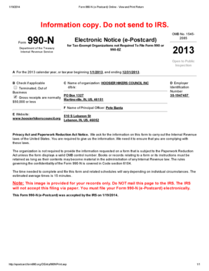 Form 990-N (e-Postcard) for Tax-Exempt Organizations